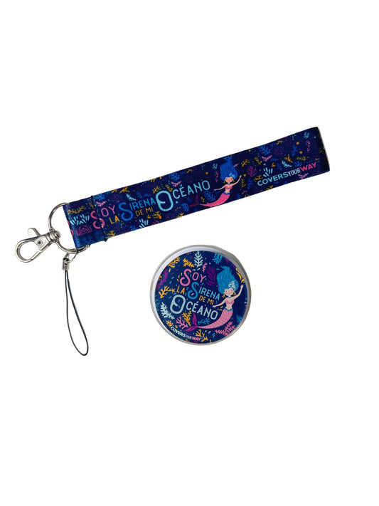 Soy la sirena de mi océano Phone Lanyard + Magnetic Phone Grip Gift Bundle