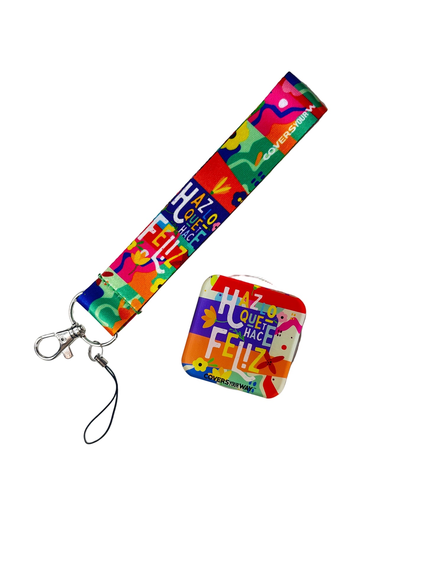 Haz lo que te hace feliz Phone Lanyard + Magnetic Phone Grip Gift Bundle