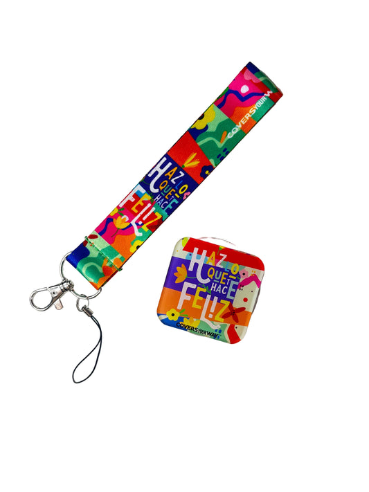 Haz lo que te hace feliz Phone Lanyard + Magnetic Phone Grip Gift Bundle