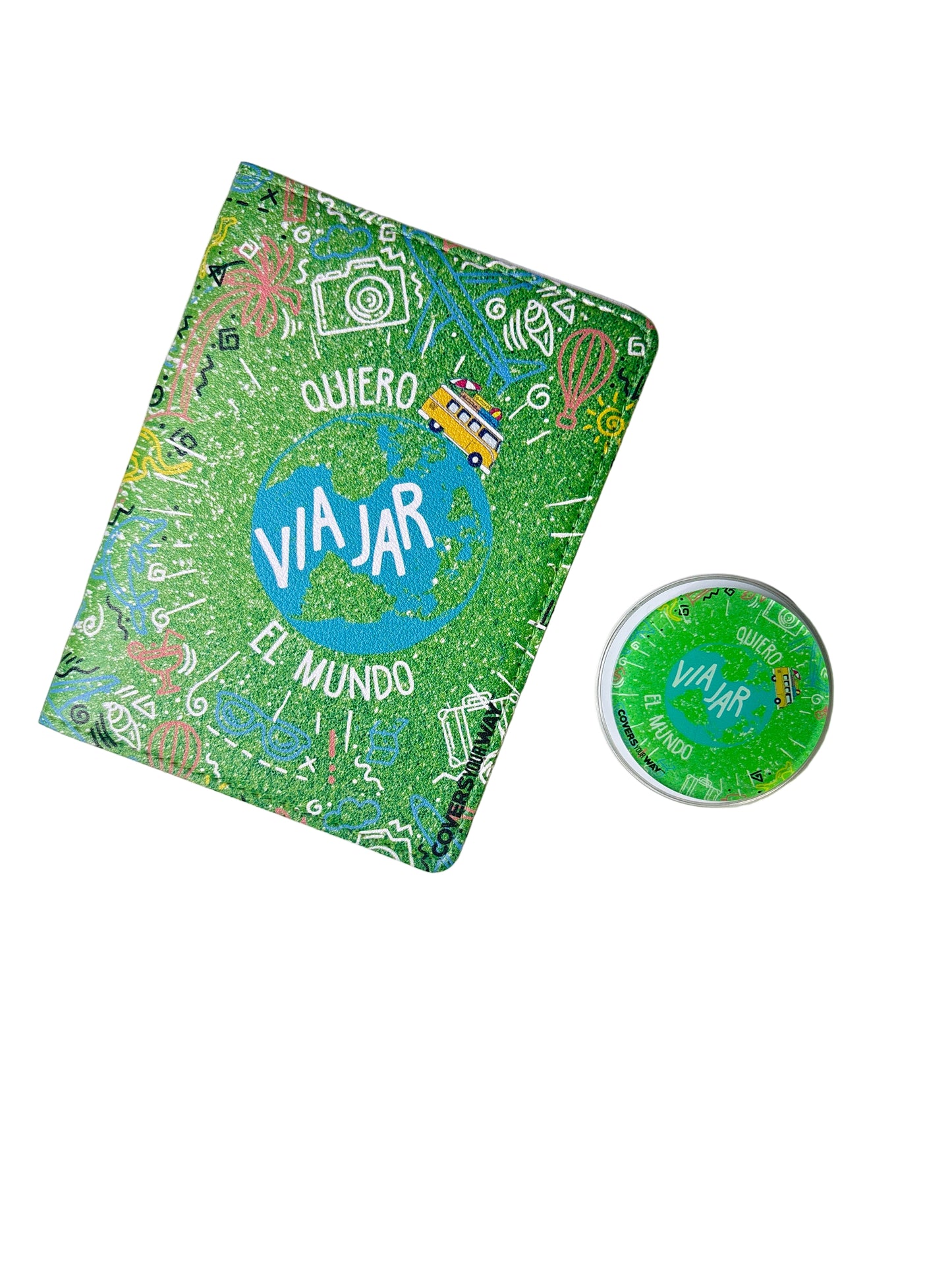 Quiero viajar el mundo Cover Pasaporte + Magnetic Phone Grip Gift Bundle