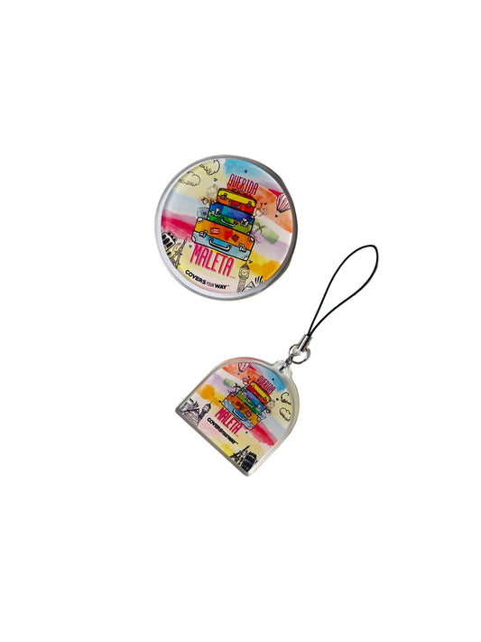 Querida maleta Phone Charm + Magnetic Phone Grip Gift Bundle