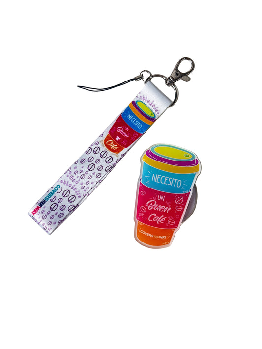 Necesito un buen café Phone Lanyard + Magnetic Phone Grip Gift Bundle